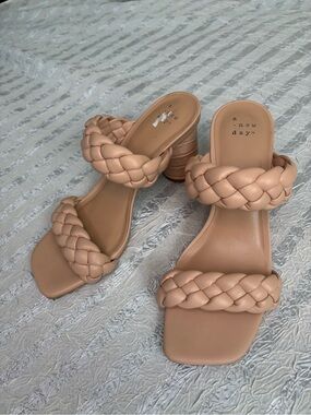 a new day Braided Strap Blush Block Heel Mules